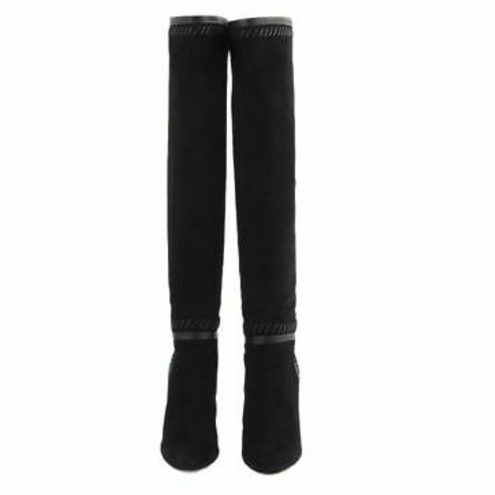Jimmy Choo black suede Tassel Over Knee Boots 39